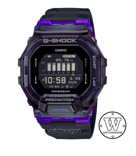 Casio G-Shock GBD-200SM-1A6 G-SQUAD SMART WATCH Translucent Bezel Black Purple Bluetooth Mobile link GBD-200