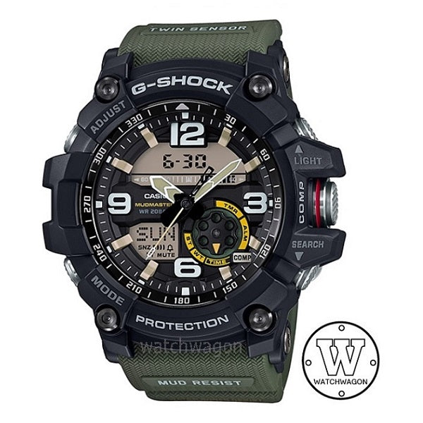 Casio G-Shock GG-1000-1A3 Mudmaster Twin Sensor Compass Thermometer Green Resin band gg-1000-1a3dr gg1000