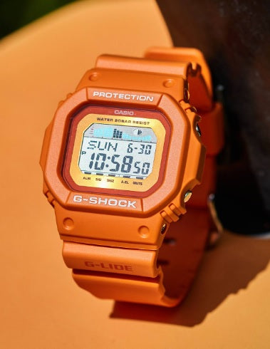 Casio G-Shock GLX-5600RT-4 Water Sports G-LIDE Series Orange Resin Band Moon Data Tide Graph Watch glx-5600