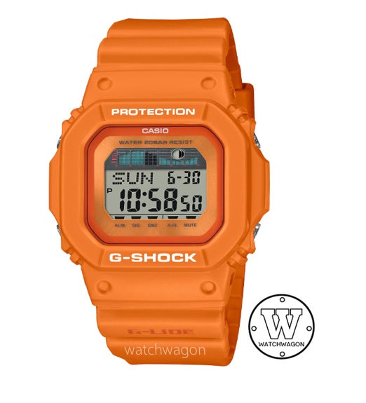 Casio G-Shock GLX-5600RT-4 Water Sports G-LIDE Series Orange Resin Band Moon Data Tide Graph Watch glx-5600