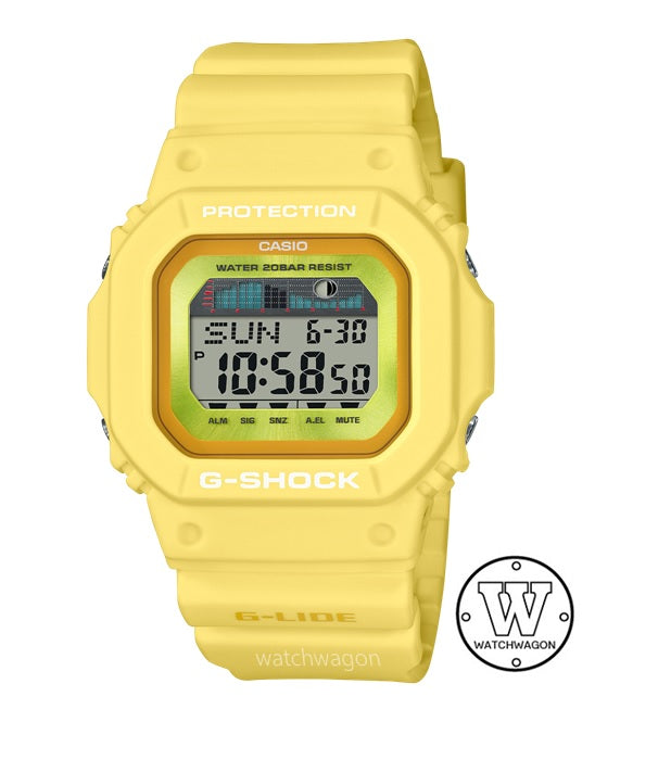Casio G-Shock GLX-5600RT-9 Water Sports G-LIDE Series Yellow Resin Band Moon Data Tide Graph Watch glx-5600