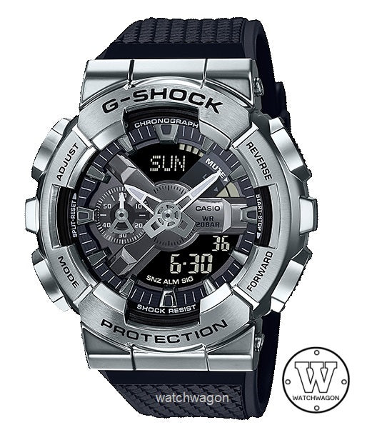 Casio G-Shock GM-110-1A Stainless Steel Forged Cover Black Resin Band Analog Digital Unisex Sports Fashion Watch GM-110