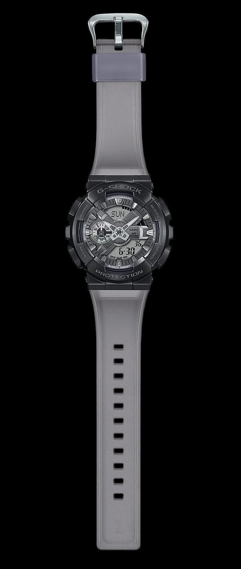 Casio G-Shock GM-110MF-1A Steel Bezel Grey Translucent Resin Band Ana Digi Watch gm110 gm-110 gm-110mf-1adr