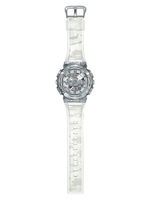 Casio G-Shock GM-110SCM-1A Forged Stainless Steel Bezel Semi-Transparent Camouflage Resin Band Ana Digi