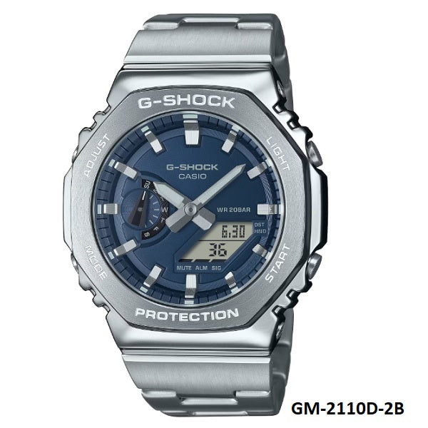 Casio G-Shock GM-2110D-2B Dark Blue Dial Full Metal Band and Bezel Analog Digital Watch GM-2110D-2BDR