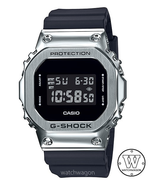 Casio G-Shock GM-5600-1 Digital Unisex Watch Chrome Plated Metal Bezel Black Resin Band GM-5600 GM5600 GM-5600-1DR