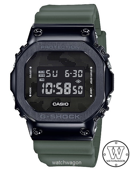 Casio G-Shock GM-5600B-3 Stainless Steel Bezel Military Green Resin Band GM-5600 GM5600 GM-5600B-3D