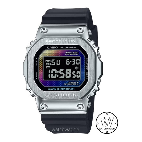 Casio G-Shock GM-5600RW-1 Metal Bezel Rainbow Brick Themed Digital Watch gm-5600 gm5600