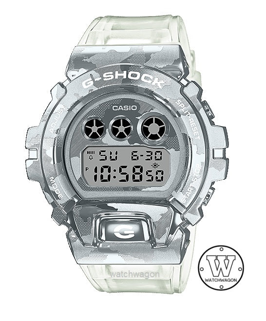 Casio G-Shock GM-6900SCM-1 Steel Bezel Camouflage Semi-Transparent Resin Band Unisex Sports Fashion gm-6900