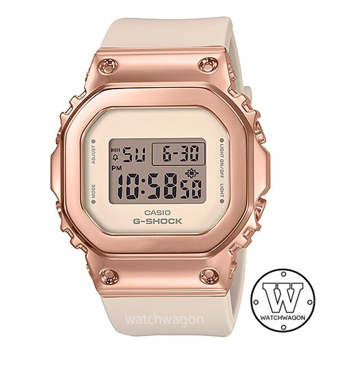 Casio G-Shock GM-S5600PG-4 Pink Gold Metal Bezel Digital Compact Size Ladies watch