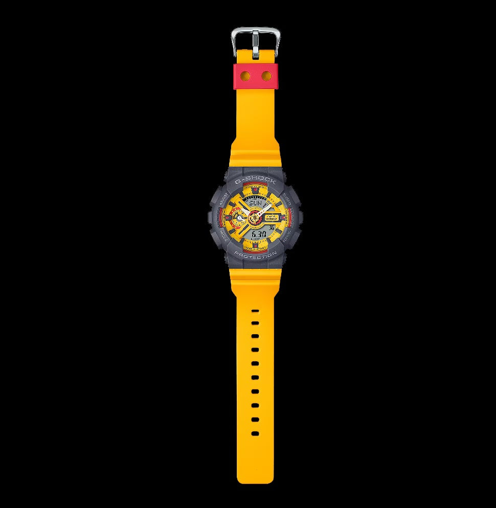 Casio G-Shock GMA-S110Y-9A Mid-Size Retro '90s Inspired Yellow with Grey Bezel Analog Digital Sports Watch Resin Band gm