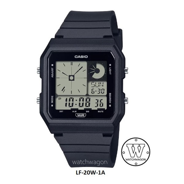 Casio LF-20W-1A Black Unisex Digital Analog Watch Bio-Based Resin Band World Time