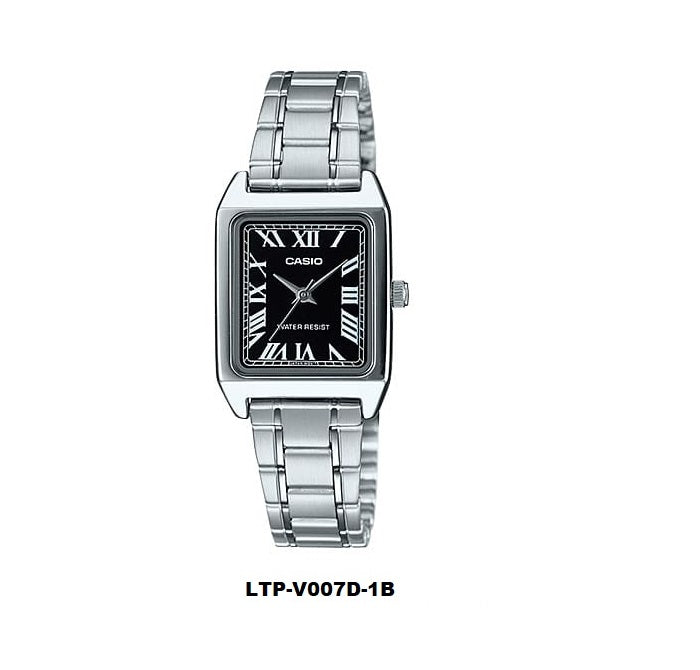 Casio LTP-V007D-1B Black Dial Analog Ladies Dress Watch with steel bracelet ltp-v007