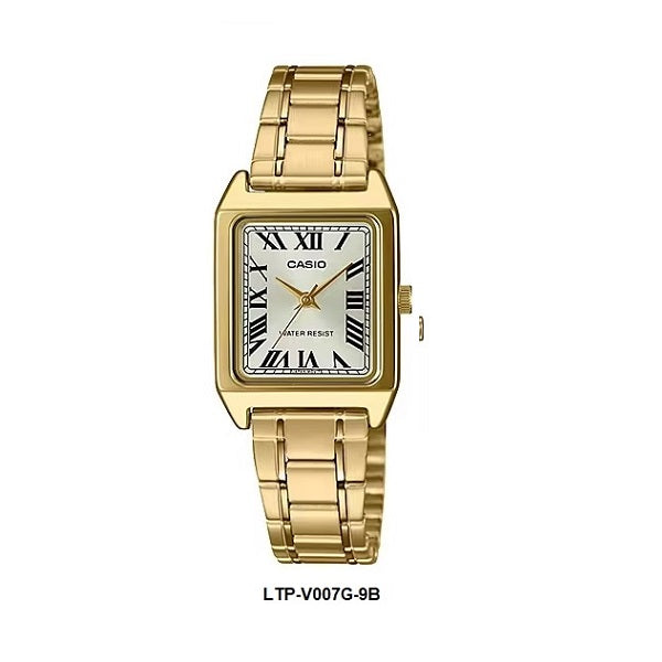 Casio LTP-V007G-9B Full Gold Tone Ladies Analog Watch with steel bracelet ltp-v007