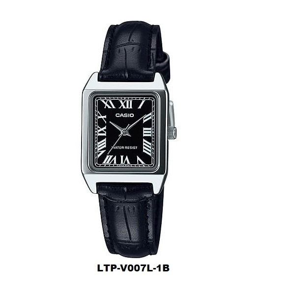 Casio LTP-V007L-1B Black Dial Ladies Dress Watch with leather strap ltp-v007