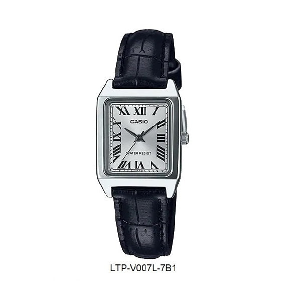 Casio LTP-V007L-7B1 Ladies Analog Dress Watch Black Leather Strap ltp-v007