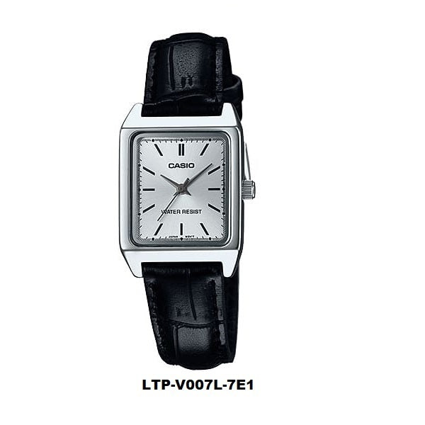 Casio LTP-V007L-7E1 Analog Ladies Watch with black leather strap ltp-v007