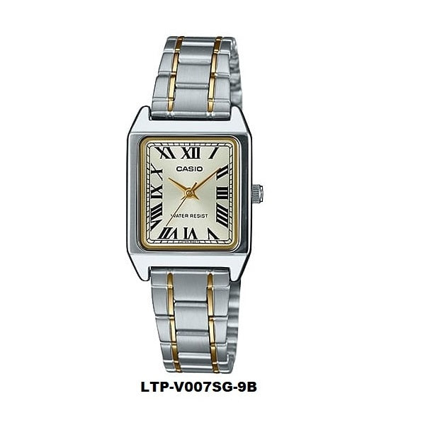 Casio LTP-V007SG-9B Analog Ladies Dress Watch with Two Tone Steel Bracelet ltp-v007