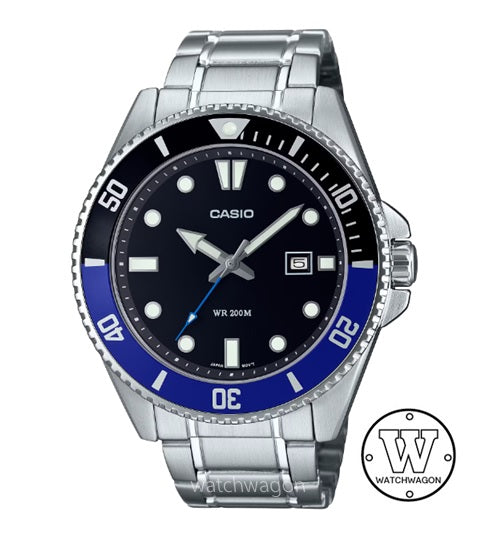 Casio MDV-107D-1A2 Quartz 200m WR Black Dial Uni-direction bezel Screw Down Crown Watch mdv-107 mdv107
