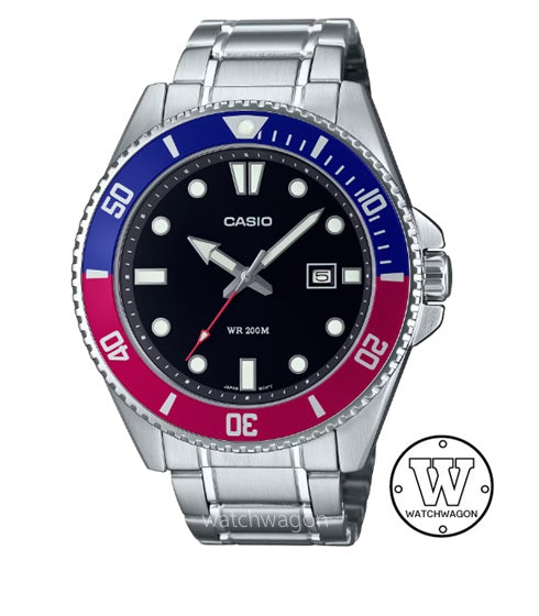 Casio MDV-107D-1A3 Quartz 200m WR Black Dial Uni-direction bezel Screw Down Crown Watch mdv-107 mdv107