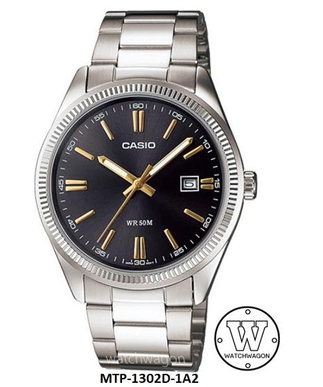 Casio MTP-1302D-1A2 Black Dial Gold Markers Analog Gents Watch