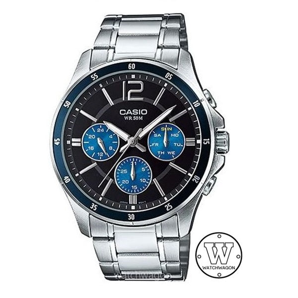 Casio MTP-1374D-2A Blue Sub-Dials Analog Quartz Gents Watch