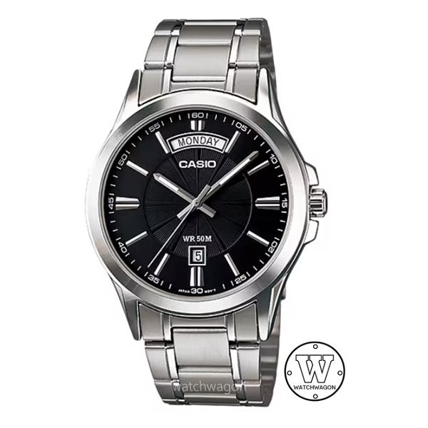 Casio MTP-1381D-1A Black Dial Analog Display Day Date Steel Bracelet Case Width 39.9 mm mtp-1381 (Copy)