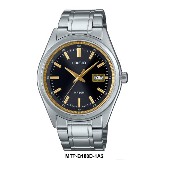 Casio MTP-B180D-1A2 Analog Gents Quartz Watch Date Display Steel Bracelet