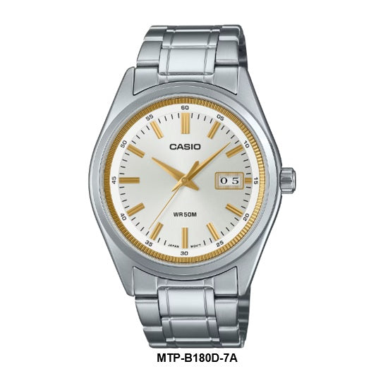 Casio MTP-B180D-7A Analog Gents Quartz Watch Date Display Steel Bracelet