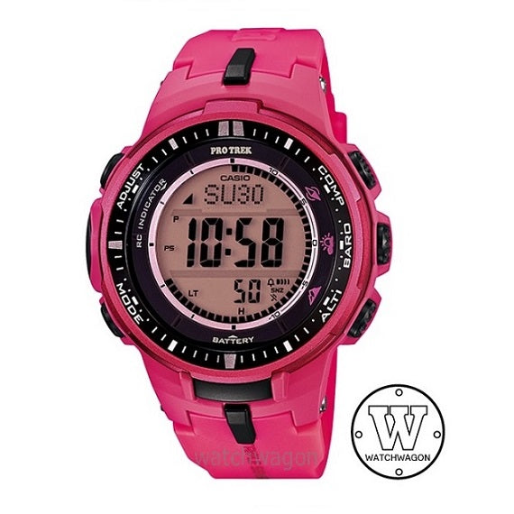 Casio Pro Trek PRW-3000-4B Tough Solar Multiband Triple Sensors Pink Resin Band