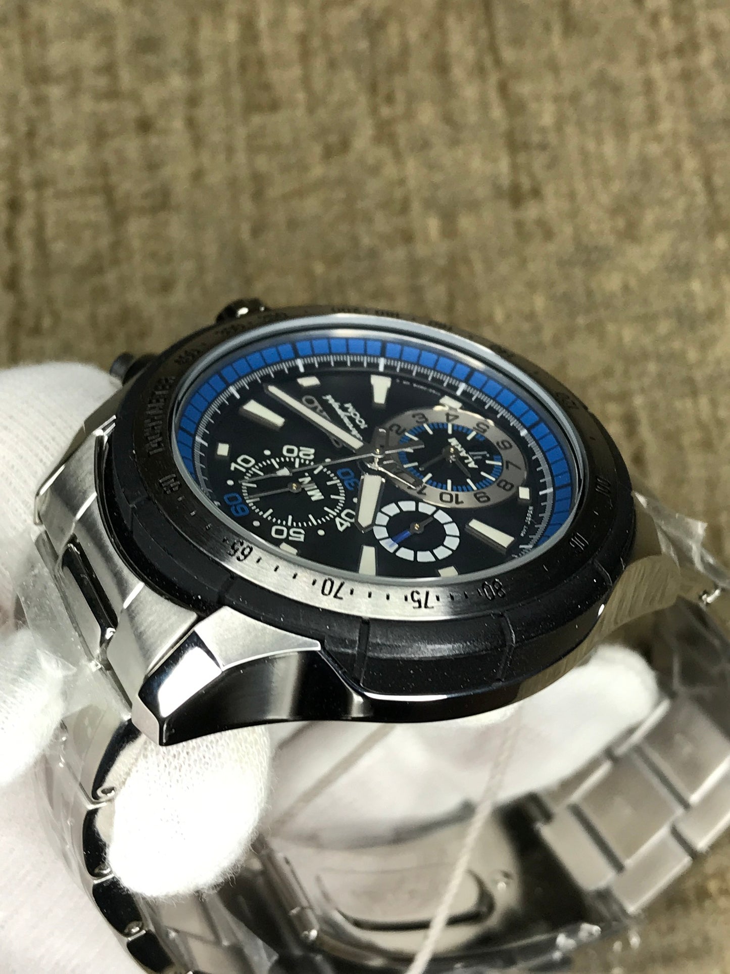 Seiko SNAC85P1 Chronograph Analog Black Dial Silver Band Stainless-Steel Bracelet Stainless-Steel Case Quartz 100 Meter