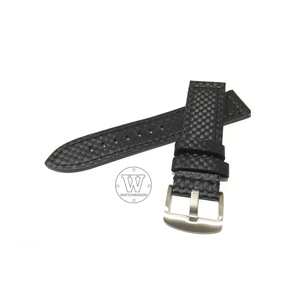 PAROS (Type C - Black Stitch) Genuine Calf Leather Black with Black Stitch Watch Strap
