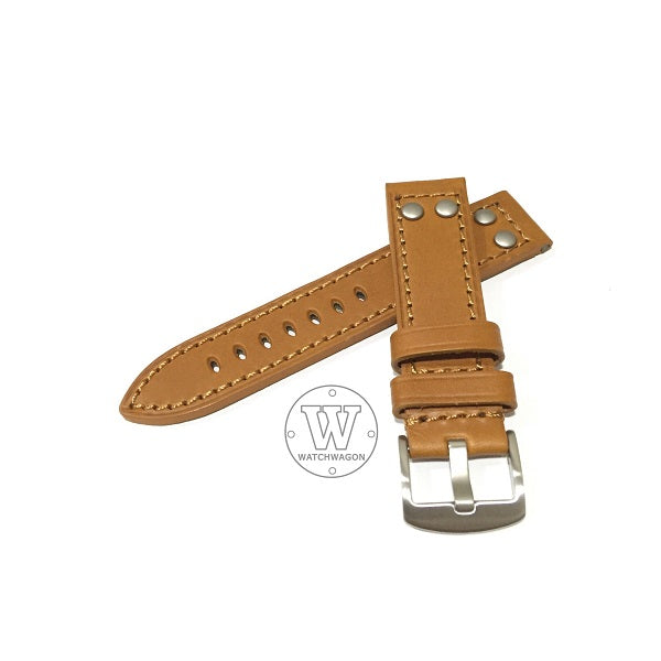 PAROS (Type E - Tan) Genuine Calf Leather Tan with Tan Stitch Watch Strap