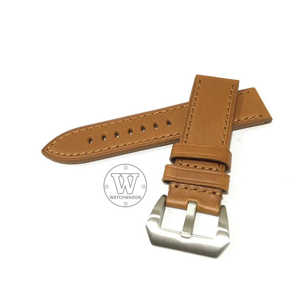 PAROS (Type G - Tan) Genuine Calf Leather Tan with Tan Stitch Watch Strap