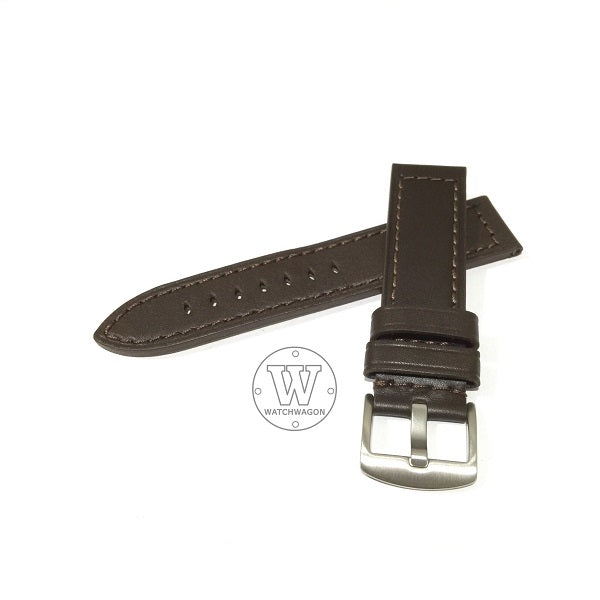 PAROS (Type H - Brown) Genuine Calf Leather Brown with Brown Stitch Watch Strap