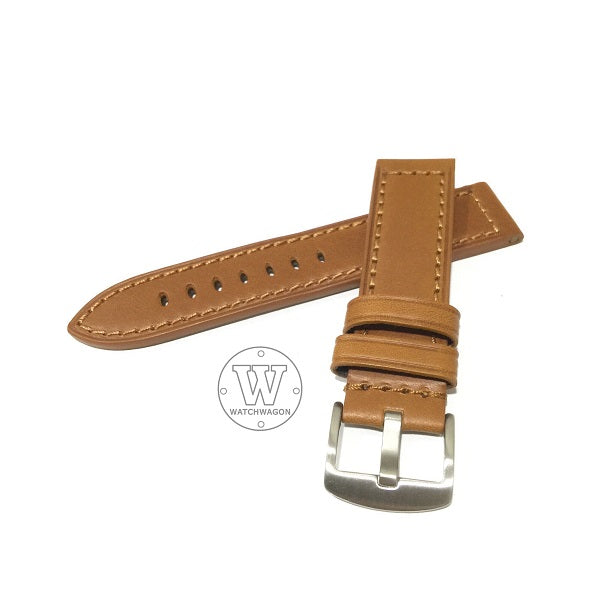 PAROS (Type H - Tan) Genuine Calf Leather Tan with Tan Stitch Watch Strap