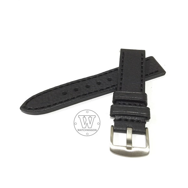 PAROS (Type J - Black Stitch) Genuine Calf Leather Black with Black Stitch Watch Strap