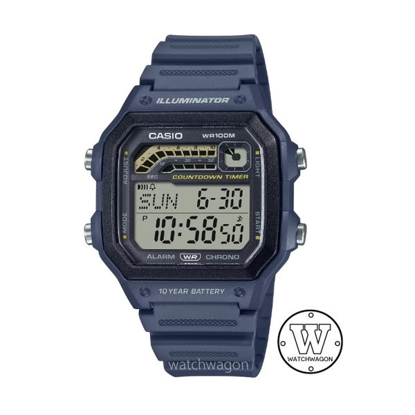 Casio WS-1600H-2A Blue Retro 100m WR 10-years Battery Life Digital Sports Watch