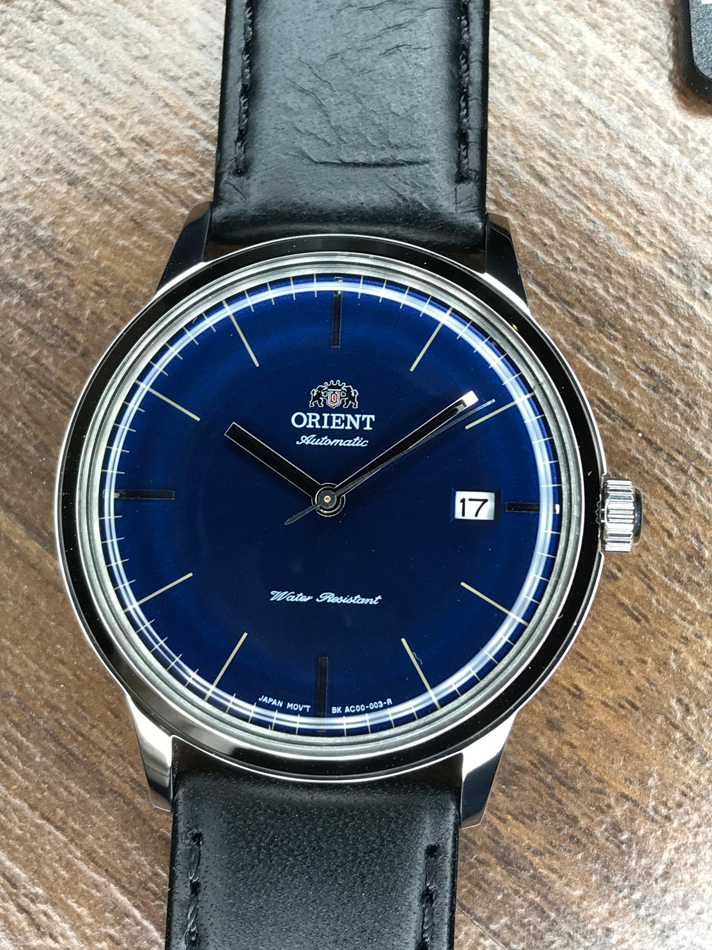 Orient FAC0000DD0 2nd Generation Bambino Classic Automatic Men's Watch Blue Dial Black Leather Band 40.5mm