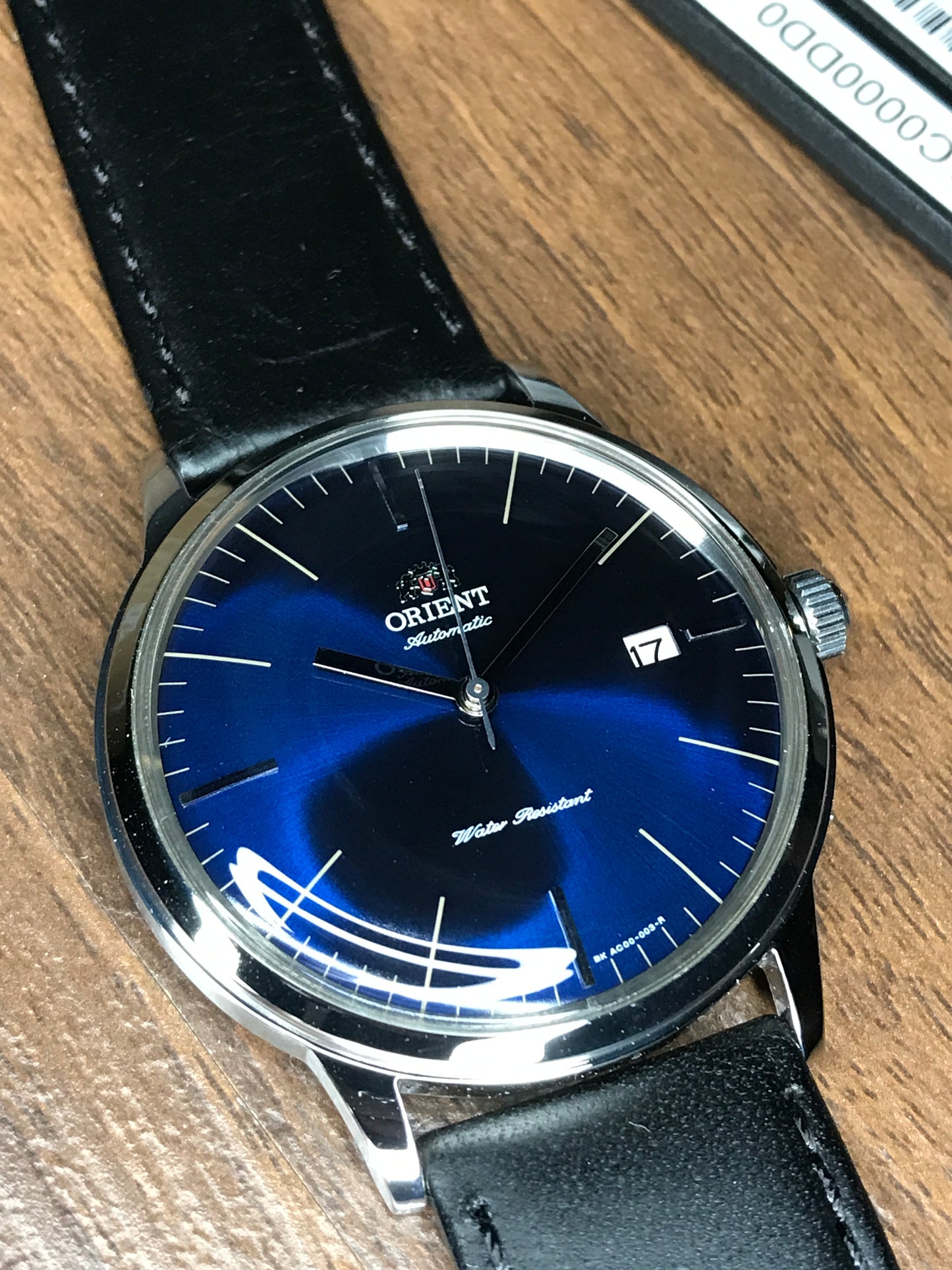Orient FAC0000DD0 2nd Generation Bambino Classic Automatic Men's Watch Blue Dial Black Leather Band 40.5mm