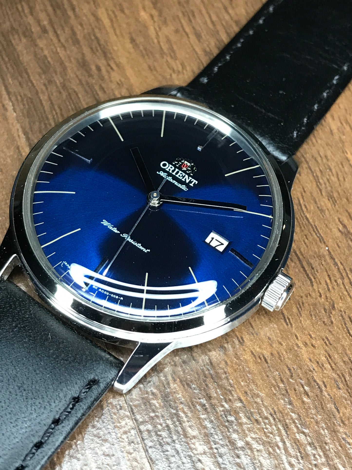 Orient FAC0000DD0 2nd Generation Bambino Classic Automatic Men's Watch Blue Dial Black Leather Band 40.5mm