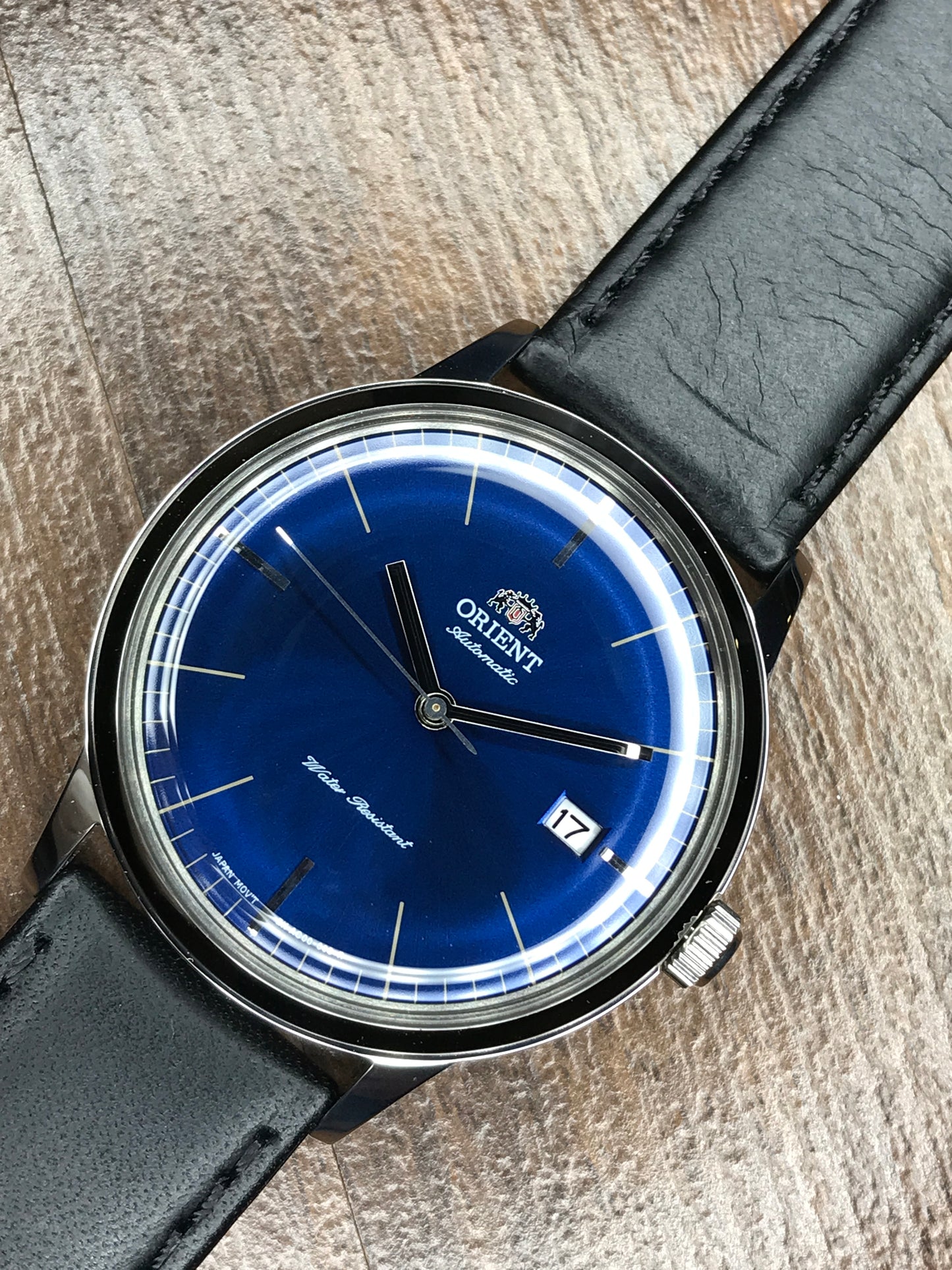 Orient FAC0000DD0 2nd Generation Bambino Classic Automatic Men's Watch Blue Dial Black Leather Band 40.5mm