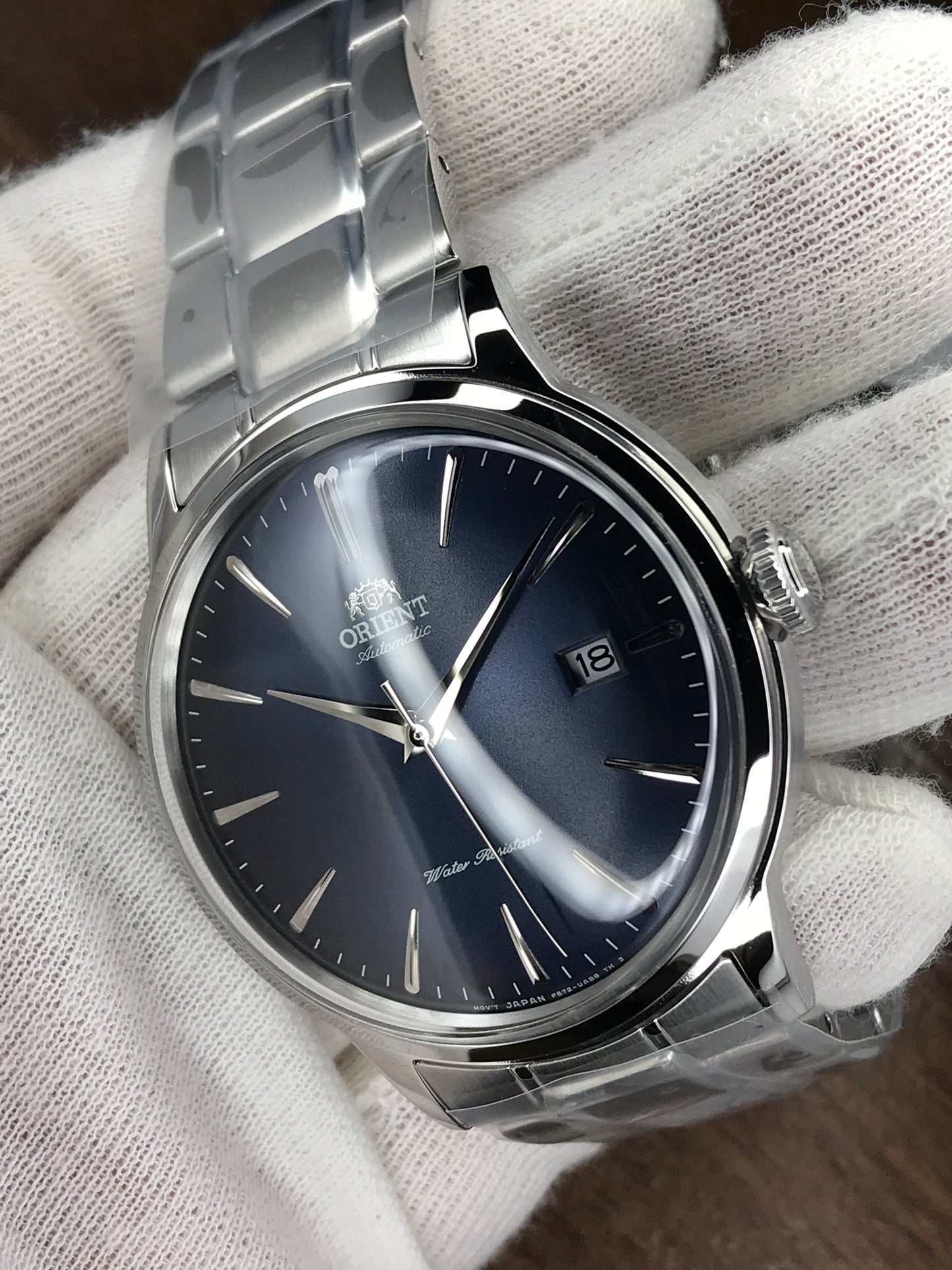 Orient RA-AC0007L10B Bambino  Automatic Men's Watch Blue Dial Silver Bracelet 40.5mm case width