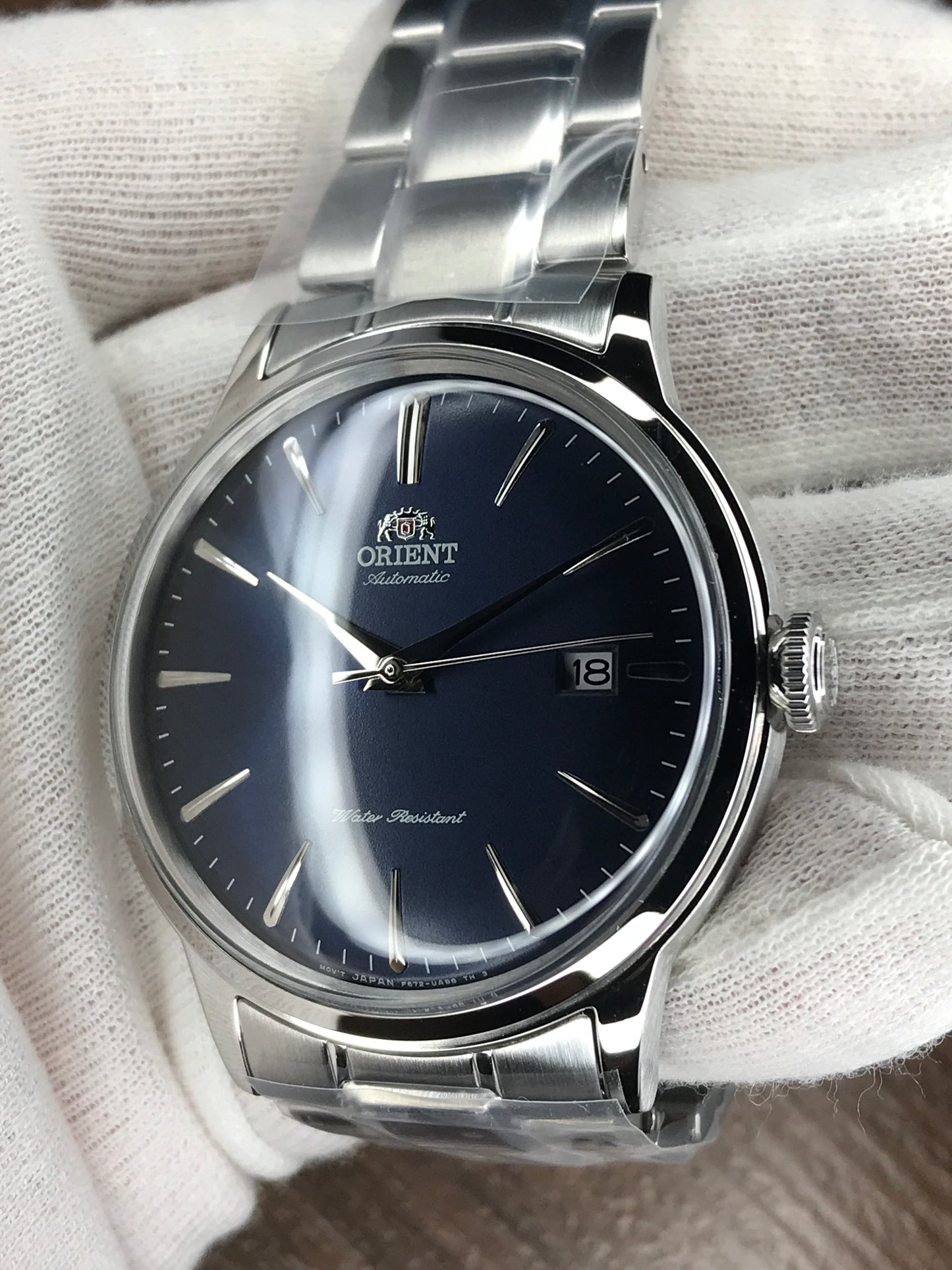 Orient RA-AC0007L10B Bambino  Automatic Men's Watch Blue Dial Silver Bracelet 40.5mm case width