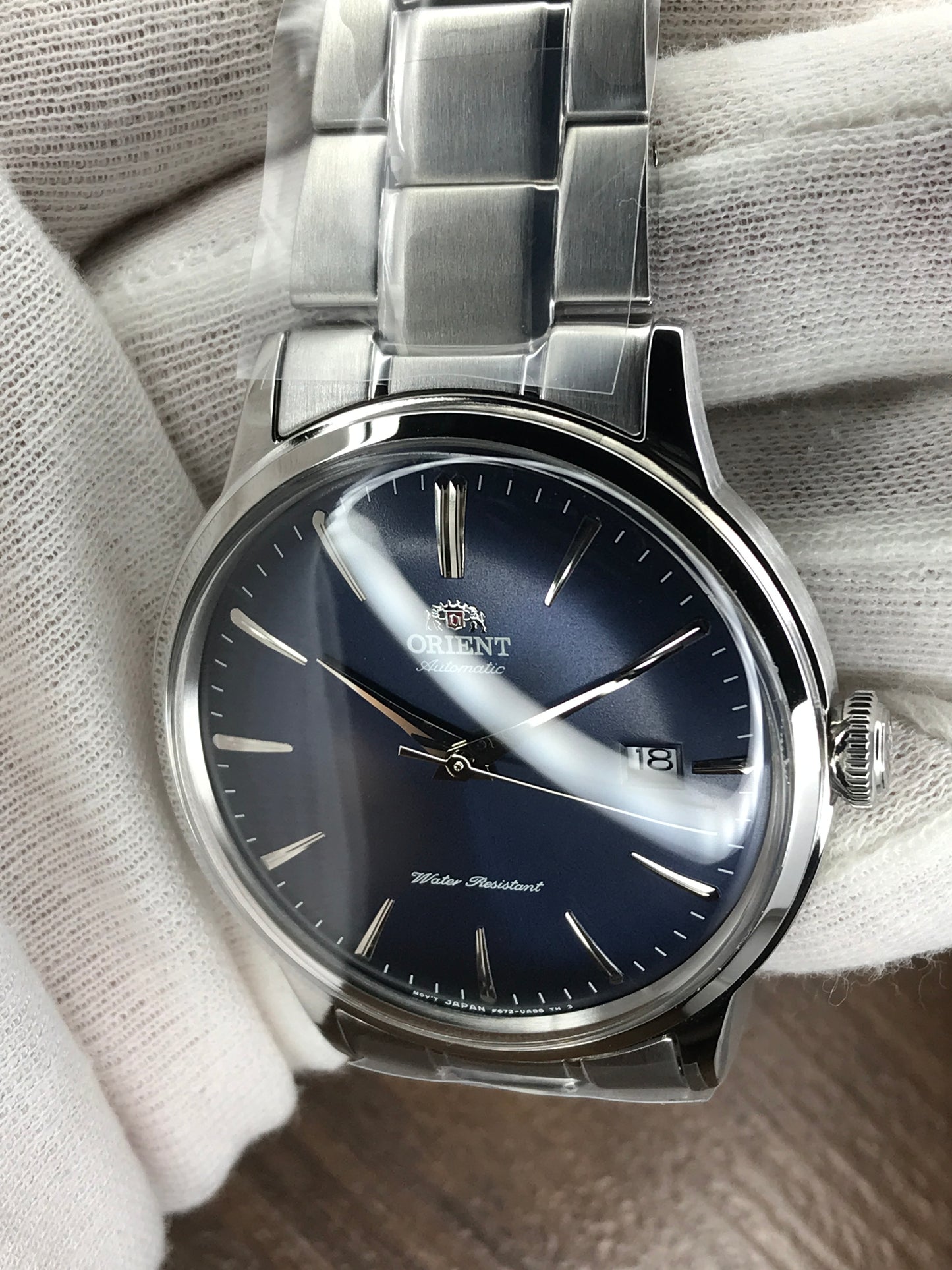 Orient RA-AC0007L10B Bambino  Automatic Men's Watch Blue Dial Silver Bracelet 40.5mm case width
