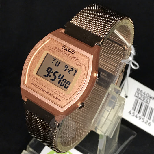 Casio B640WMR-5A Classic Rose Gold Tone Ladies Digital Dress Watch Steel Mesh Bracelet B640WMR5A B640WMR B640