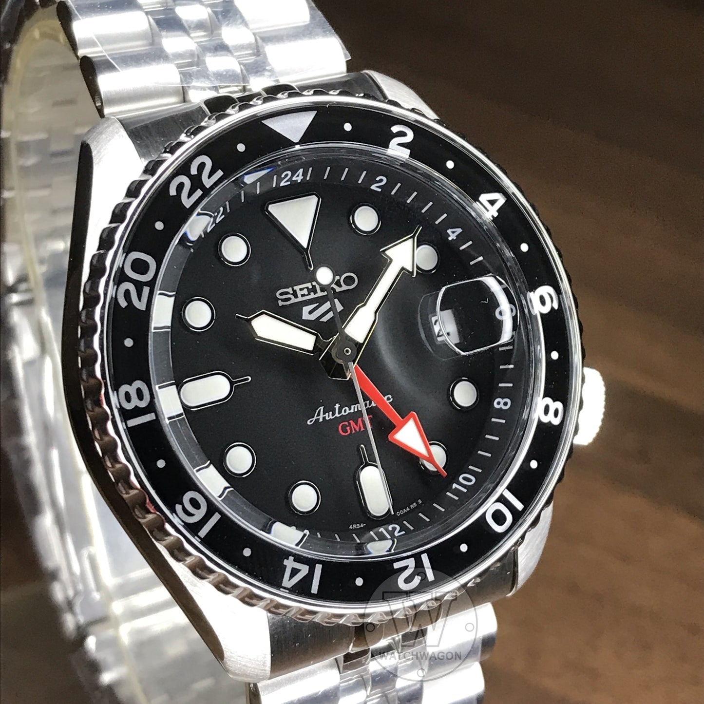 Seiko 5 Sports GMT SSK001K1 Black Dial Automatic Gents Watch 100m WR Jubilee Bracelet ssk001 ssk001k