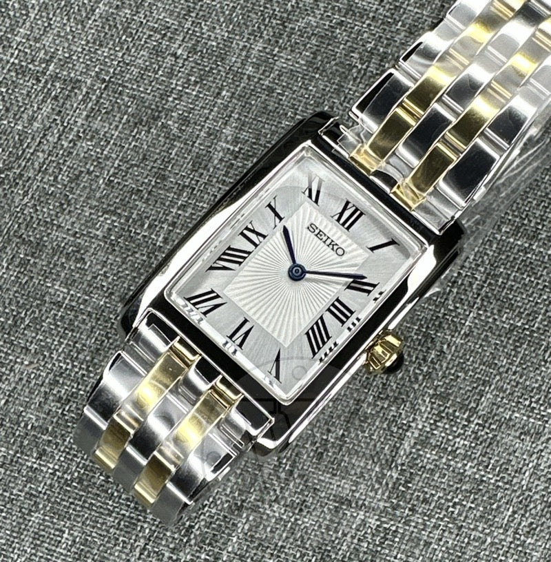 Seiko SWR087P1 Two Tone Silver Dial Ladies Quartz Dress Watch Case Width 22.2mm swr087 swr087p