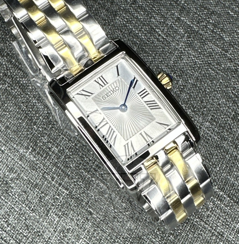 Seiko SWR087P1 Two Tone Silver Dial Ladies Quartz Dress Watch Case Width 22.2mm swr087 swr087p