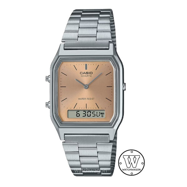 Casio AQ-230A-4A Analog Digital Mens Dress Watch AQ-230 Metallic Orange Dial